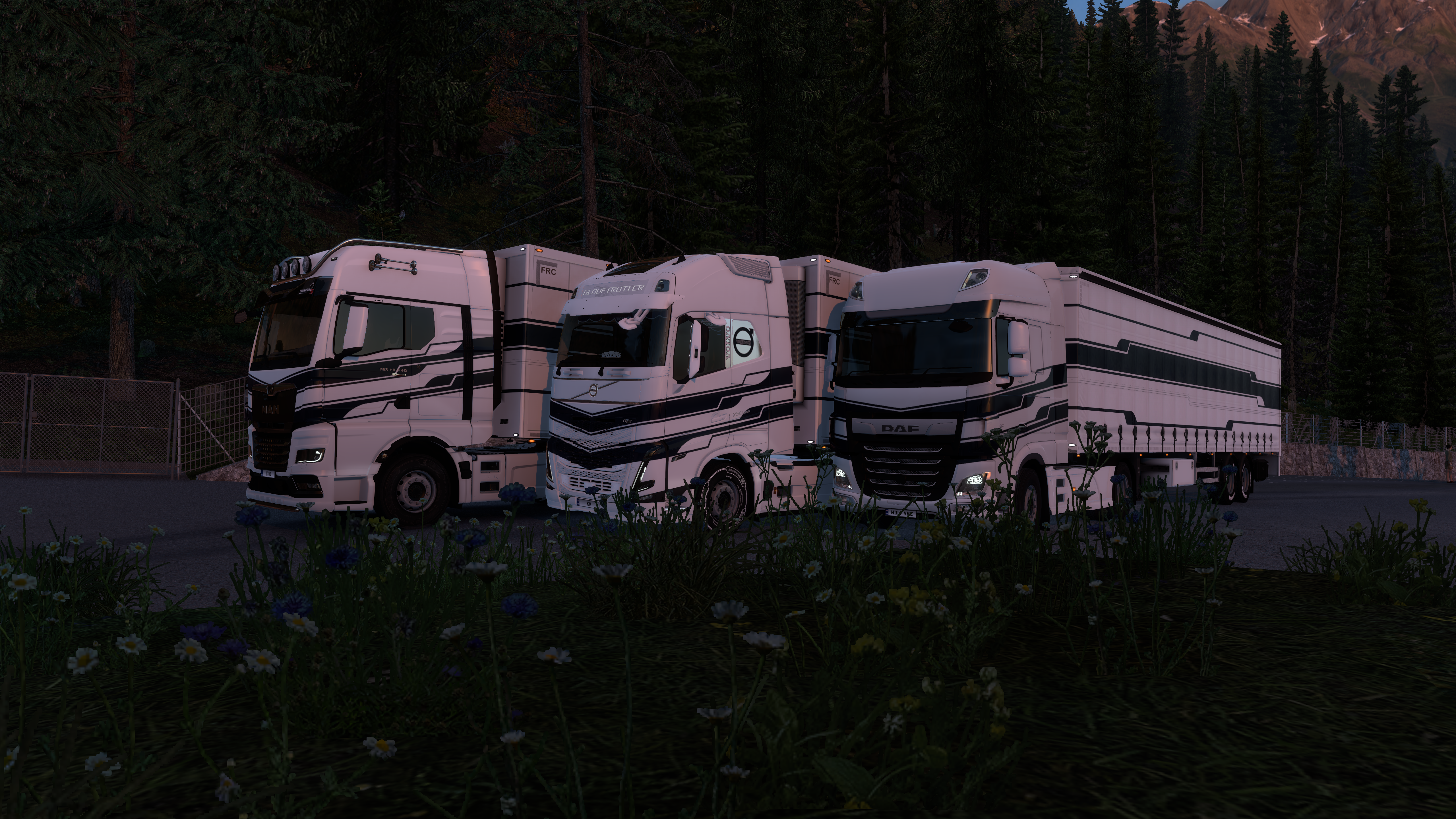 Ace Logistics trucks in the Alps